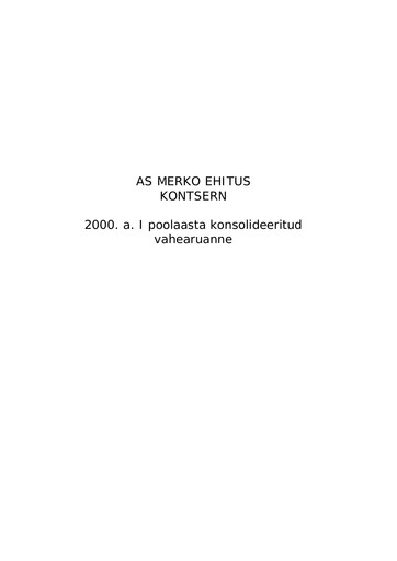 Thumbnail AS Merko Ehitus Half-year Report 2000-h1