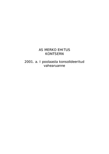 Thumbnail AS Merko Ehitus Half-year Report 2001-h1