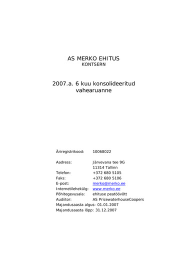Thumbnail AS Merko Ehitus Half-year Report 2007-h1