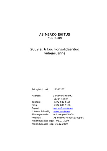 Thumbnail AS Merko Ehitus Half-year Report 2009-h1