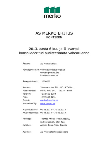 Thumbnail AS Merko Ehitus Half-year Report 2013-h1