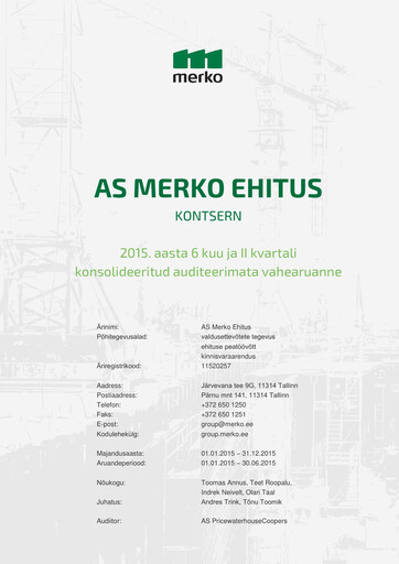 Thumbnail AS Merko Ehitus Half-year Report 2015-h1