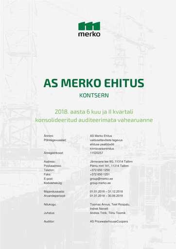 Thumbnail AS Merko Ehitus Half-year Report 2018-h1