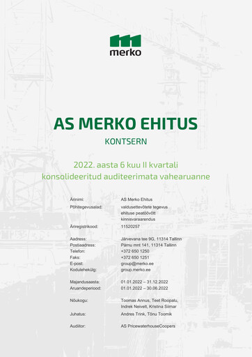 Thumbnail AS Merko Ehitus Half-year Report 2022-h1