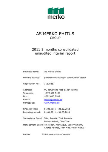 Thumbnail AS Merko Ehitus Quarterly Report 2011-q1
