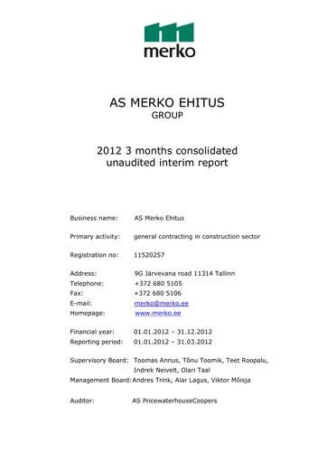 Thumbnail AS Merko Ehitus Quarterly Report 2012-q1