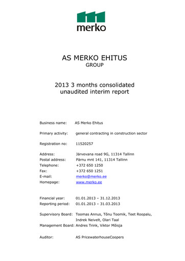 Thumbnail AS Merko Ehitus Quarterly Report 2013-q1
