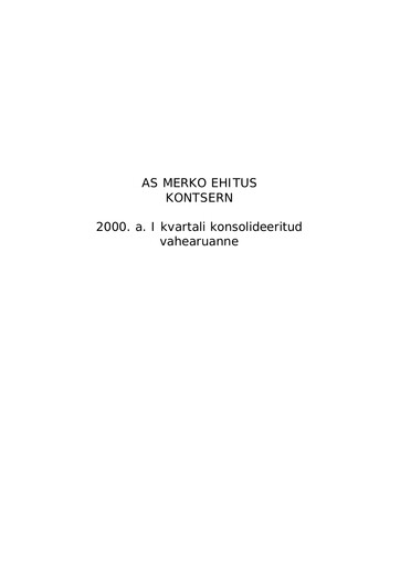 Thumbnail AS Merko Ehitus Quarterly Report 2000-q1