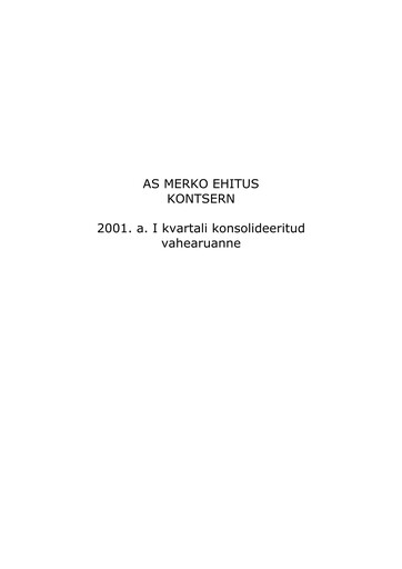 Thumbnail AS Merko Ehitus Quarterly Report 2001-q1
