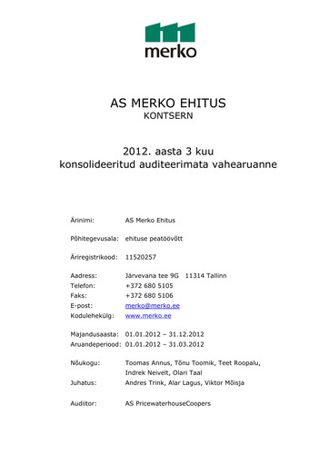 Thumbnail AS Merko Ehitus Quarterly Report 2012-q1