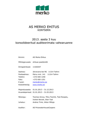 Thumbnail AS Merko Ehitus Quarterly Report 2013-q1