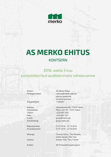 Thumbnail AS Merko Ehitus Quarterly Report 2016-q1
