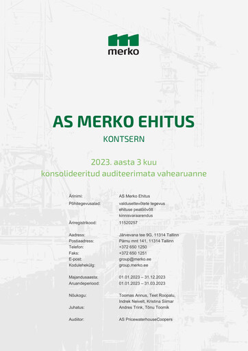 Thumbnail AS Merko Ehitus Quarterly Report 2023-q1