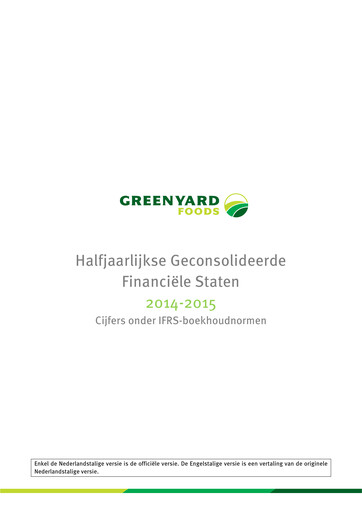 Thumbnail Greenyard Half-year Report 2014-2015