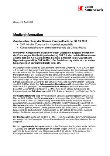 Vorschaubild Glarner Kantonalbank Quartalsbericht 2012-q1