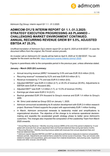 Thumbnail Admicom Oyj Quarterly Report 2025-q1