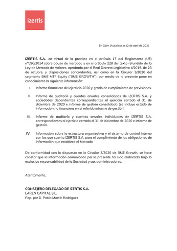 Thumbnail izertis Financial Report 2020