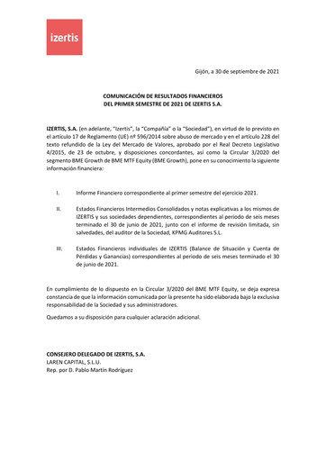 Thumbnail izertis Half-year Report 2021-h1