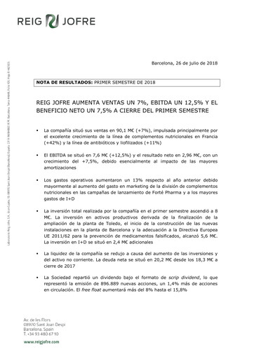 Thumbnail Laboratorio Reig Jofre Half-year Report 2018-h1