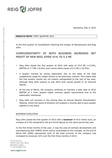 Thumbnail Laboratorio Reig Jofre Quarterly Report 2015-q1