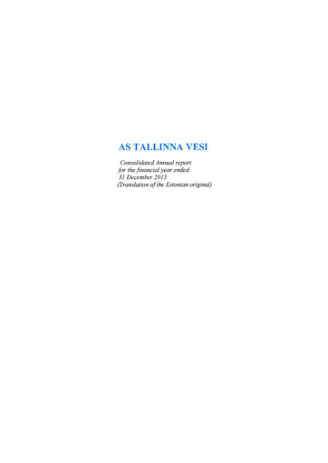 Thumbnail AS Tallinna Vesi Annual Report 2015
