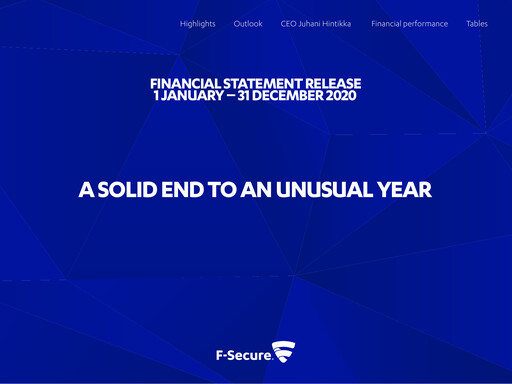 Thumbnail WithSecure Oyj Financial Statement 2020