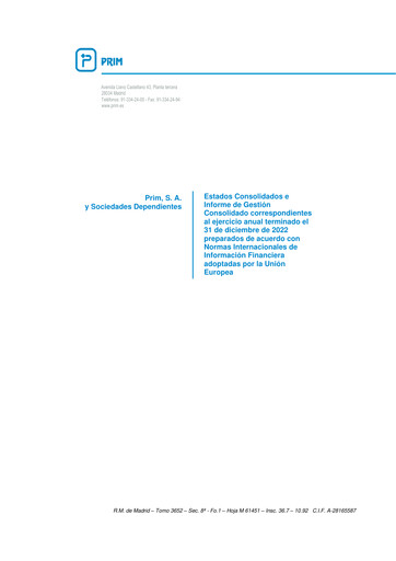 Thumbnail Prim, S.A. Financial Report 2022