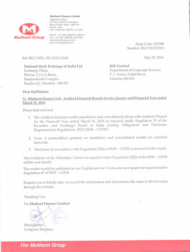 Vorschaubild Muthoot Finance
 Quartalsbericht 2016-q4