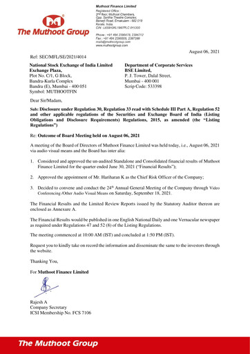 Vorschaubild Muthoot Finance
 Quartalsbericht 2021-q1