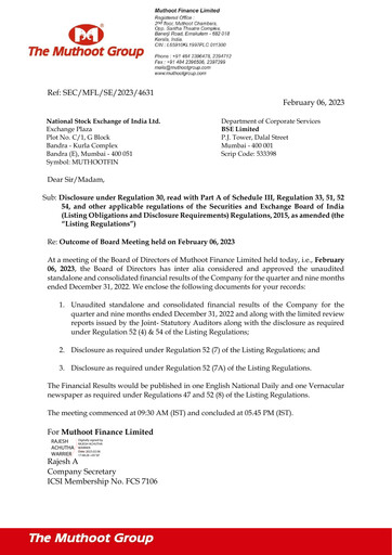Vorschaubild Muthoot Finance
 Quartalsbericht 2022-q3