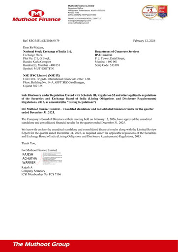 Vorschaubild Muthoot Finance
 Quartalsbericht 2025-q3