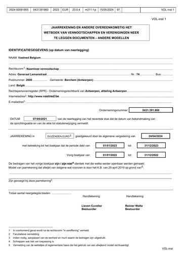 Thumbnail Vastned Belgium NV Financial Statement 2023