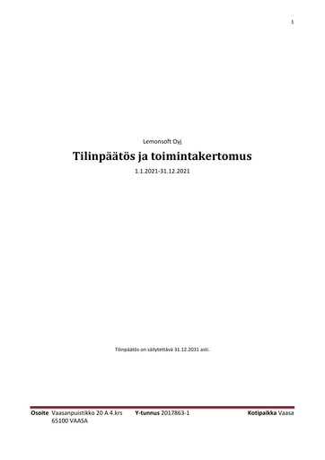 Thumbnail Lemonsoft Financial Statement 2021