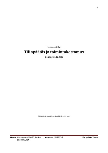 Thumbnail Lemonsoft Financial Statement 2022