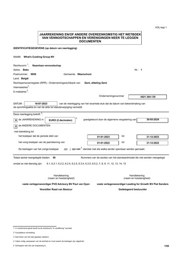 Thumbnail What's Cooking Group Financial Statement 2023