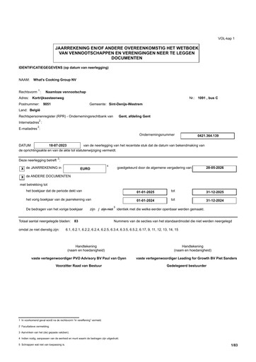 Thumbnail What's Cooking Group Financial Statement 2025