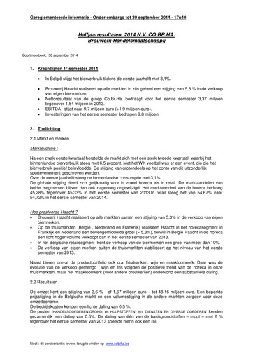 Miniature Brouwerij Handelsmaatschappij Rapport semestriel 2014-h1