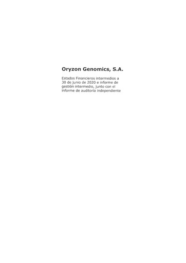 Thumbnail Oryzon Genomics Financial Statement 2020-h1
