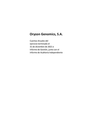 Thumbnail Oryzon Genomics Financial Statement 2021