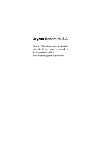 Thumbnail Oryzon Genomics Financial Statement 2023-h1