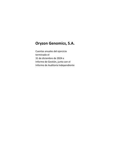 Thumbnail Oryzon Genomics Financial Statement 2024
