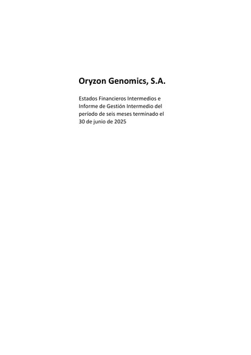 Thumbnail Oryzon Genomics Financial Statement 2025-h1