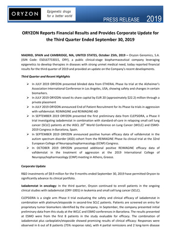 Thumbnail Oryzon Genomics Quarterly Report 2019-q3