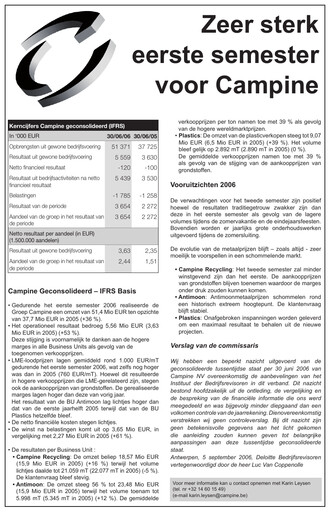 Thumbnail Campine Half-year Report 2006-h1