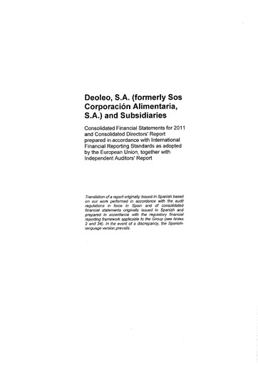 Thumbnail Deoleo Financial Statement 2011