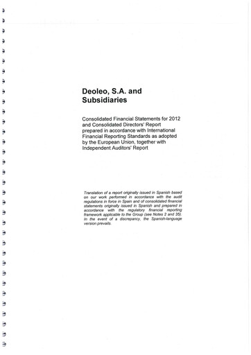 Thumbnail Deoleo Financial Statement 2012