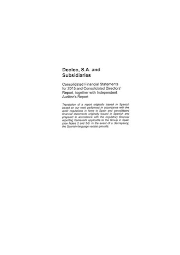 Thumbnail Deoleo Financial Statement 2015