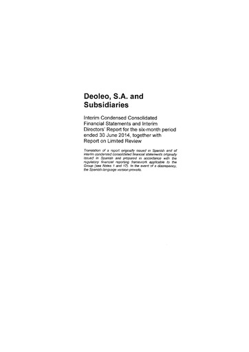 Thumbnail Deoleo Half-year Report 2014-h1