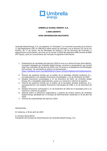 Thumbnail Umbrella Solar Investment Financial Statement 2024