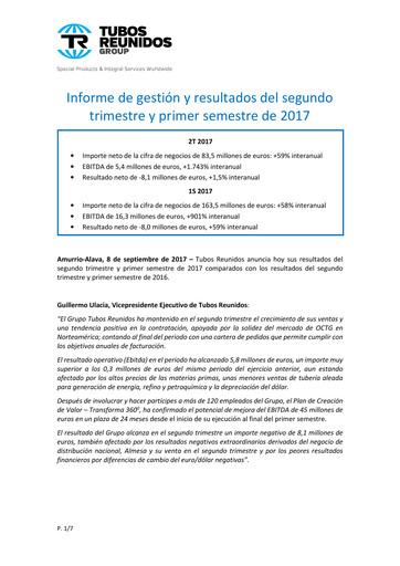Thumbnail Tubos Reunidos Half-year Report 2017-h1